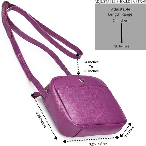 Women’s Leather Crossbody Bag Mini Soft Pebbled Purse Card Case - Picture 2 of 5